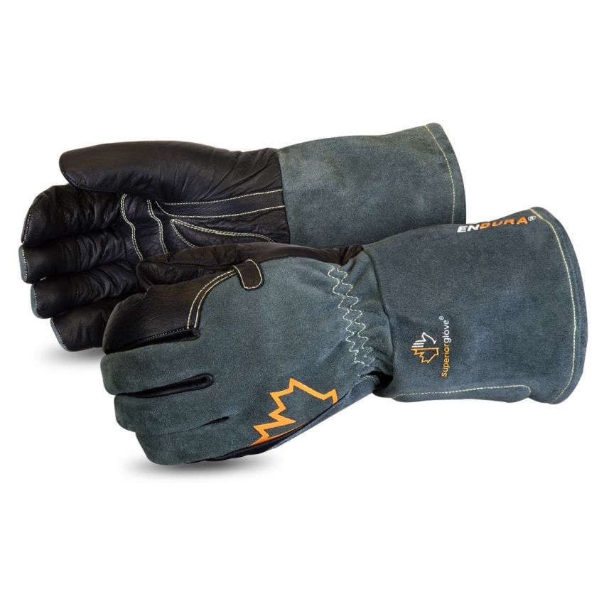 #398KGLBG Superior Glove® Endura® Premium Black Cowgrain Cut-Resistant Mig Welding Gloves